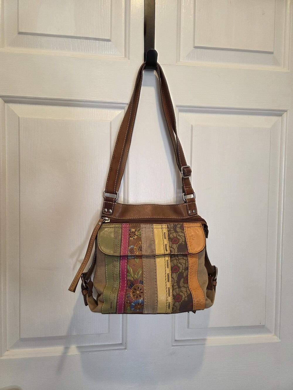 Y2k Fossil Boho Crossbody Leather/Canvas Purse